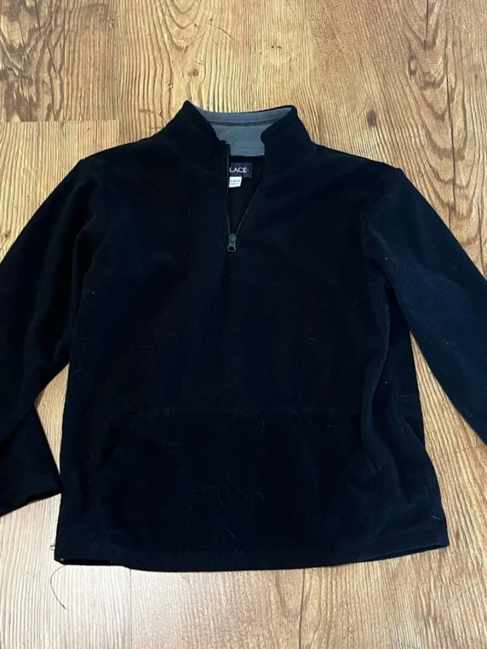 Children's Place 1/4 Zip Fleece, Black with Gray, Youth Large (10/12)